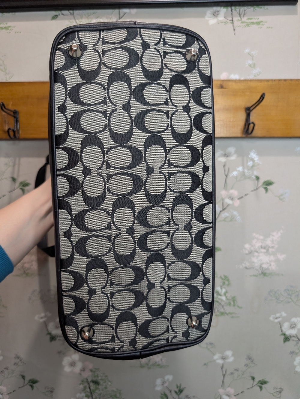 Vintage coach black and gray Hampton tote bag signature jacquard NWT - Picture 6 of 13